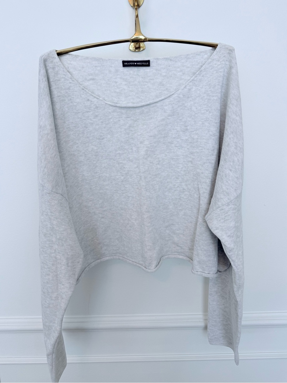 Brandy Melville Light Gray Off Shoulder Top